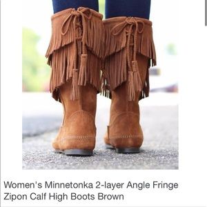 Fabulous Tall, 2 Layer Fringe Minnetonka Boots!
